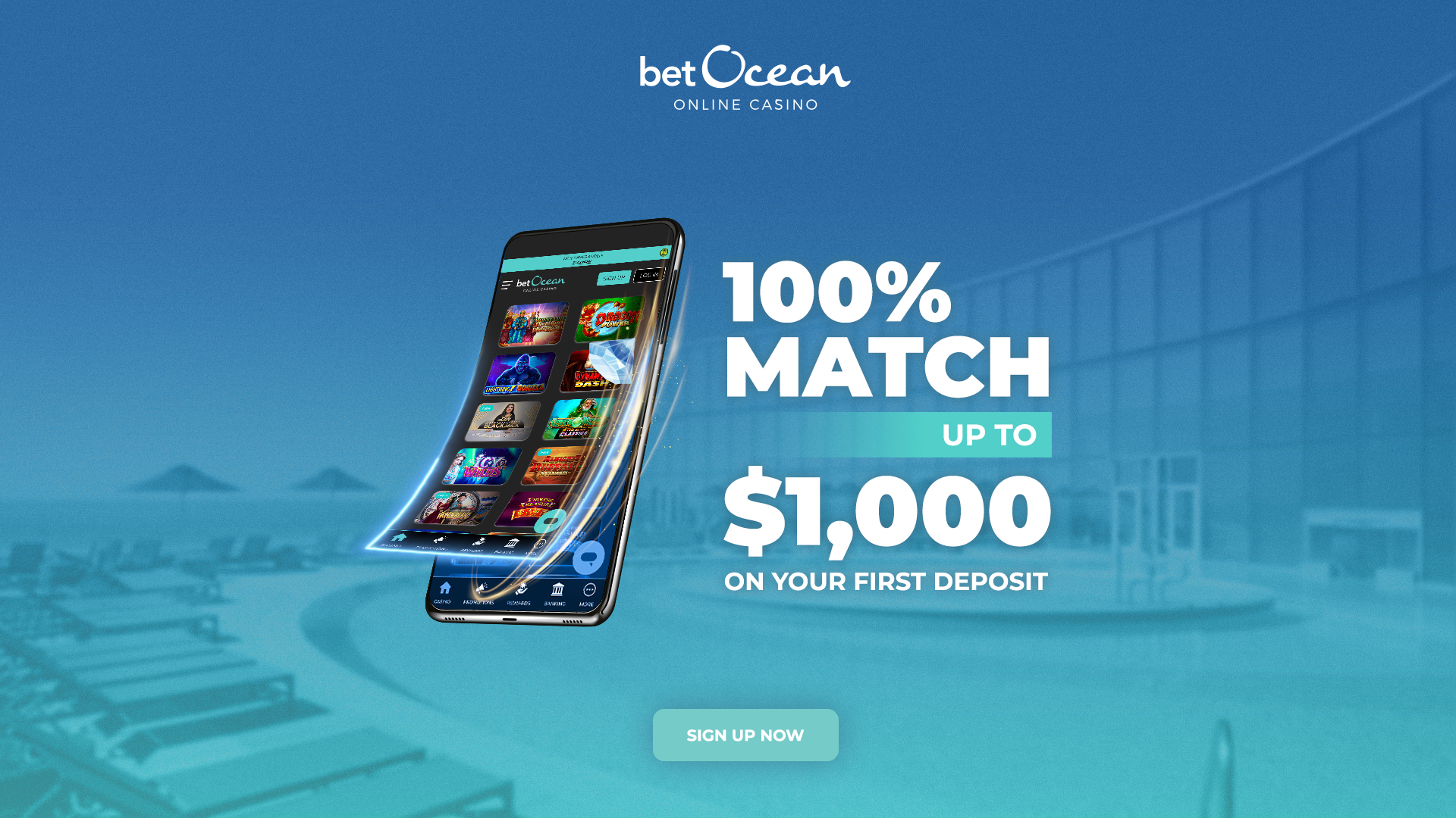 100% Match up to $1,000 on your first deposit.